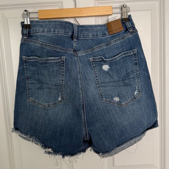 American Eagle Next Level Stretch Curvy High Rise Shorts Size 12 Unfinished Hem - Picture 6 of 7